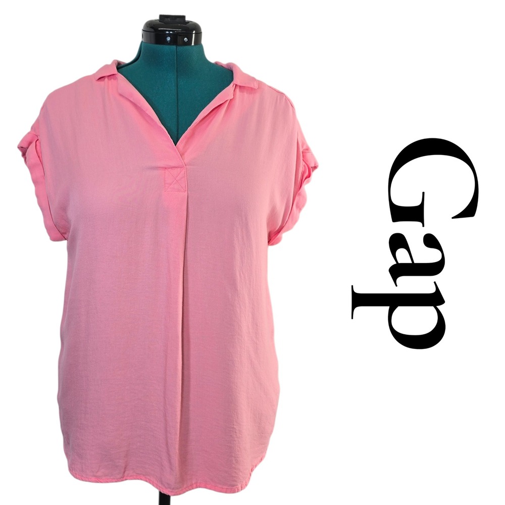 Gap‎ Women Pink Collared Short Sleeve Collared Top Size Medium